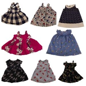 Lot (8) Gymboree Gap Old Navy 6-12 Months Girls Dress Plaid Floral Hawaiian CUTE
